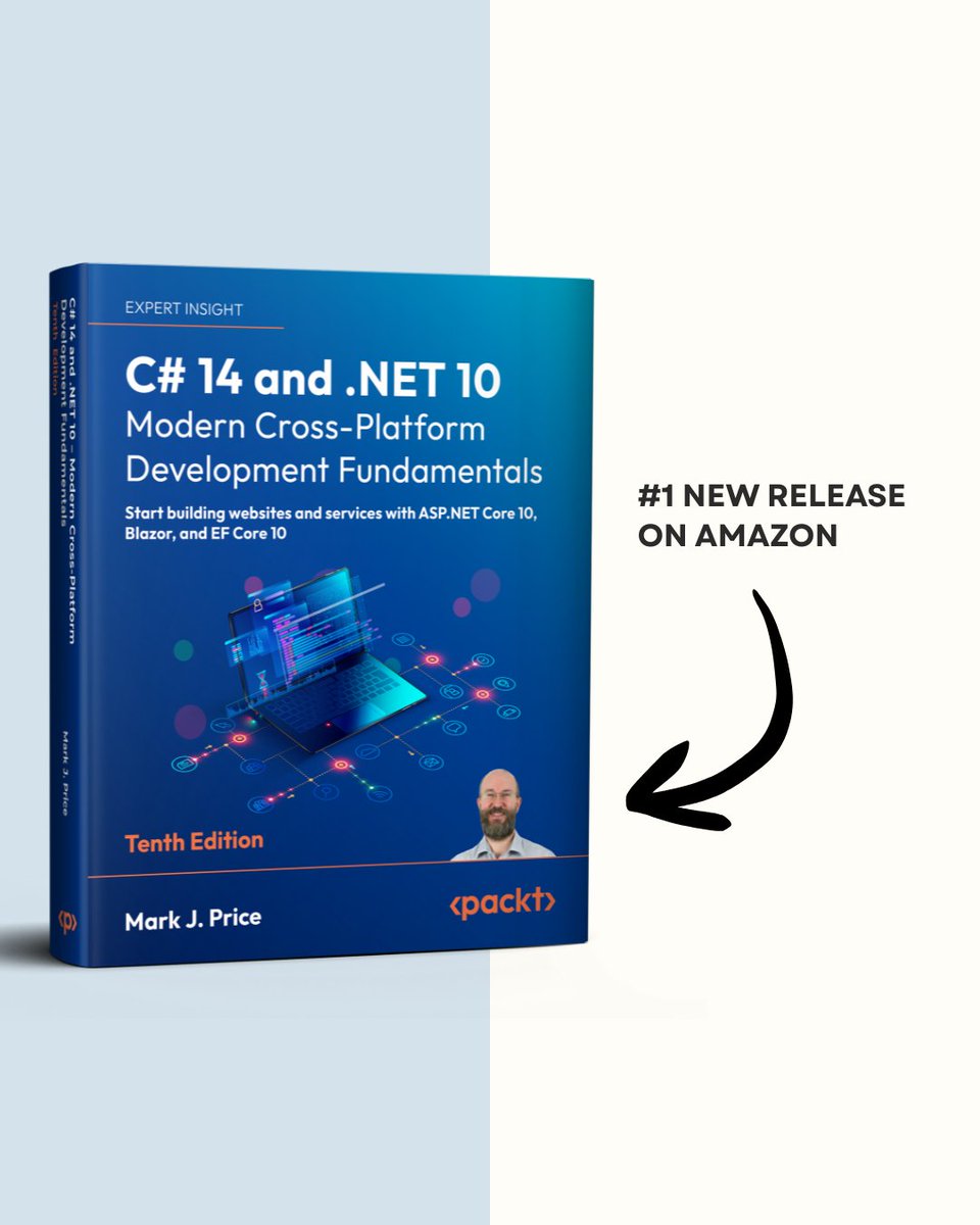 markjprice's tweet image. My publisher @PacktPublishing is looking for a handful of folks who have an interest in getting the early copy of my new C# 14 and .NET 10 book to review. If you are interested, please fill in the form at the following link:
docs.google.com/forms/d/e/1FAI…
#dotnet #dotnet10 #csharp