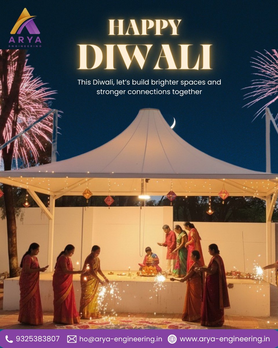 AryaaEng's tweet image. Lighting the way to a brighter tomorrow. Arya Engineering wishes you a Happy Diwali!
May the festival of lights bring happiness and prosperity to every corner of your life.

#AryaEngineering #HappyDiwali #FestivalVibes #Diwali2025 #Tensilestructure #AestheticTensiles