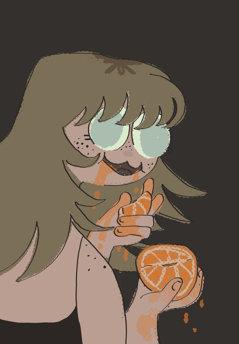 mintypinkroses's tweet photo. This piece is called me eating oranges, its about me eating oranges https://t.co/w1JhPvoAKZ