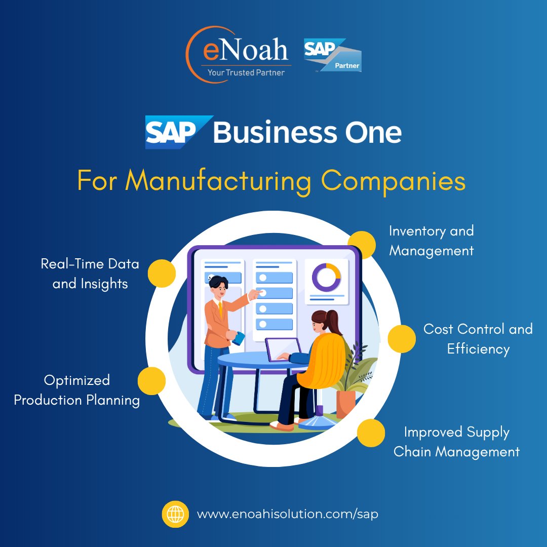 enoahisolution's tweet image. Transform your manufacturing operations with #SAPBusinessOne! Real-time insights, optimized planning, and efficient supply chain management.

Book Demo: bit.ly/3ME9oXW

#SAPB1 #ERP #ManufacturingExcellence #DigitalTransformation #SmartManufacturing #BusinessGrowth #eNoah