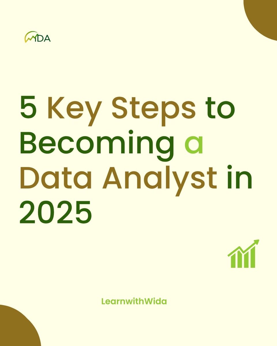 LearnwithWiDa's tweet image. Dreaming of a Data Analytics career in 2025?
Here are 5 key steps to help you get started — from mastering Excel & SQL to building your portfolio.
Our Data Analysis Cohort starts Nov 10!
Join #LearnwithWiDa and gain the skills to launch your data career
1/2
#DataAnalytics #Tech