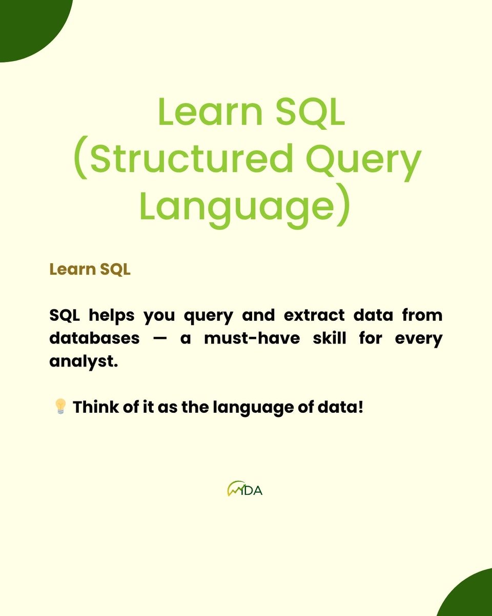LearnwithWiDa's tweet image. Dreaming of a Data Analytics career in 2025?
Here are 5 key steps to help you get started — from mastering Excel & SQL to building your portfolio.
Our Data Analysis Cohort starts Nov 10!
Join #LearnwithWiDa and gain the skills to launch your data career
1/2
#DataAnalytics #Tech