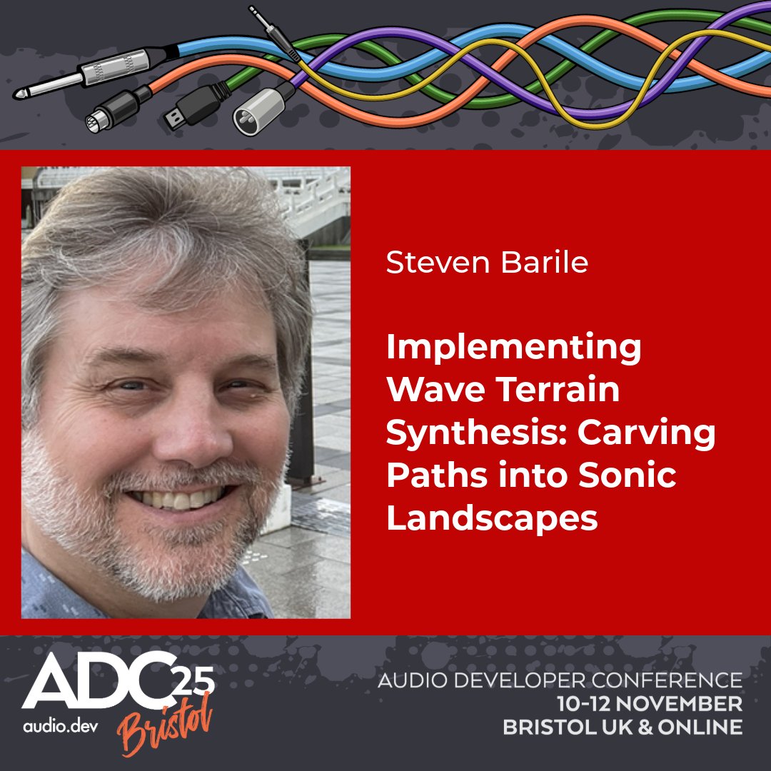 audiodevcon's tweet image. ADC25 Speaker: Steven Barile
Implementing Wave Terrain Synthesis
Carving Paths into Sonic Landscapes
For more session info: conference.audio.dev/session/2025/iโฆ
10-12 Nov Bristol UK & Online
audio.dev/tickets/
#audio #developer #programmer #programming #audiodevcon