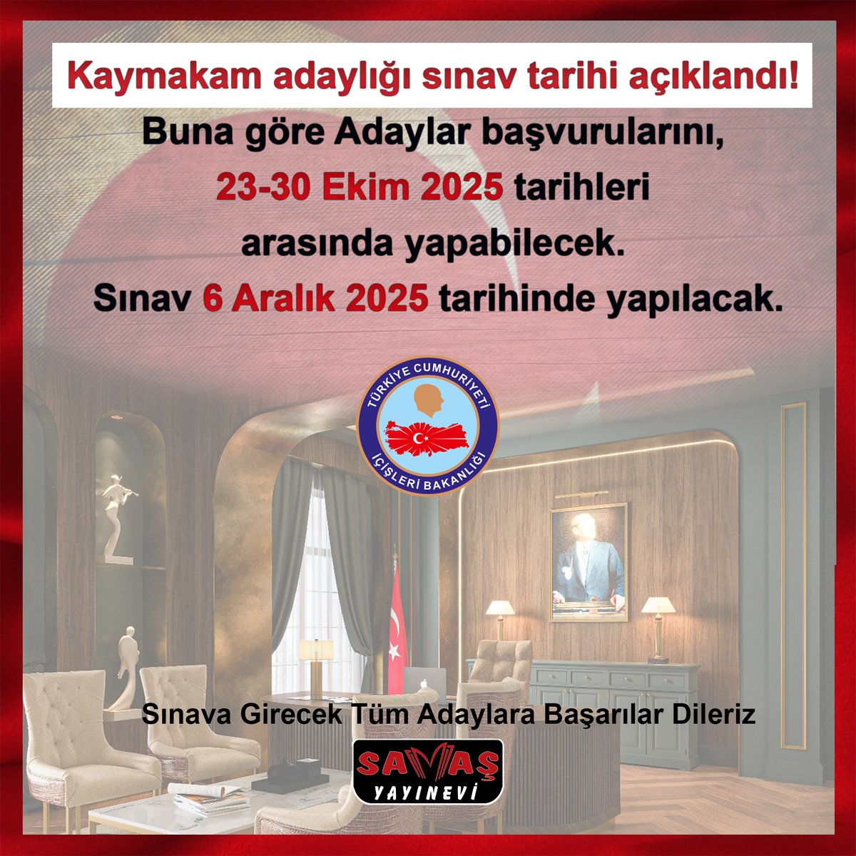 savaskitap's tweet photo. İçişleri Bakanlığı 65 Kaymakam Adayı Alacak!
Son başvuru tarihi 30 Ekim 2025
@savaskitap https://t.co/kHLBCyKx9U