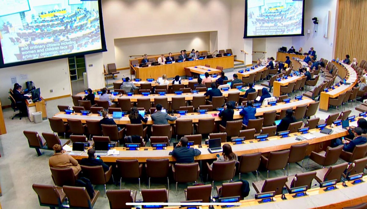 SSaima11's tweet image. Delivering statement during Interactive Dialogue with Special Rapporteur on Torture. Highlighted widespread tortured against innocent Kashmiris in Indian Occupied Kashmir.