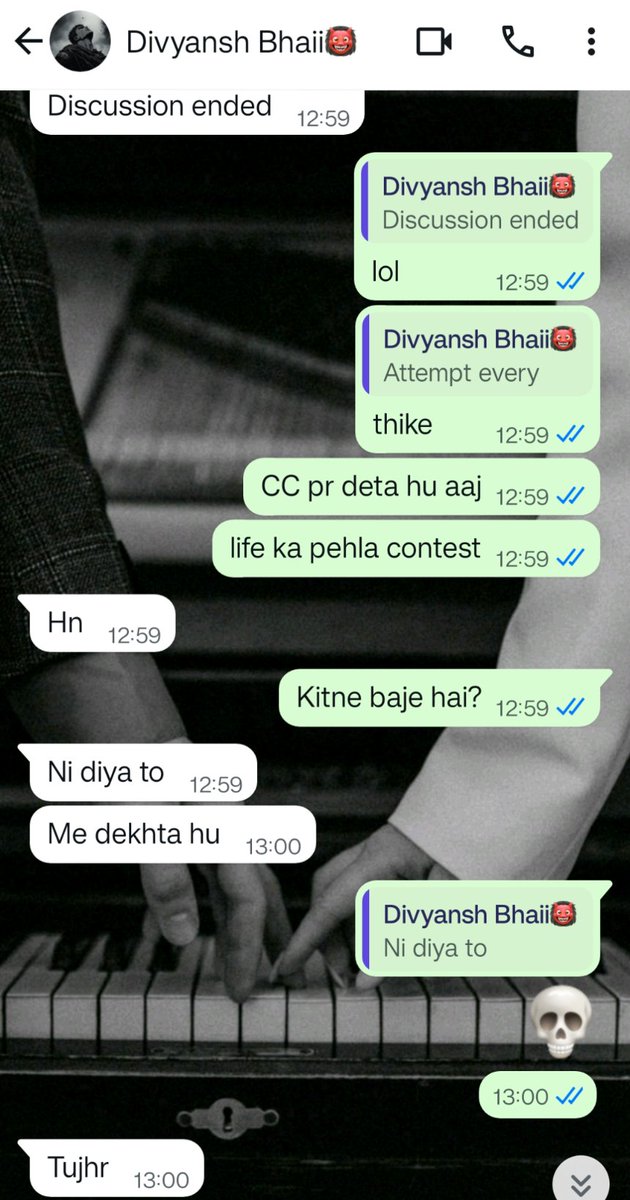 UtkarshS08's tweet image. Aajka @codechef contest nhi diya toh meri fielding set hai☠️
Also, my first contest on @codechef 🗿
(Ignore the background pls, it's the same on all chats...)