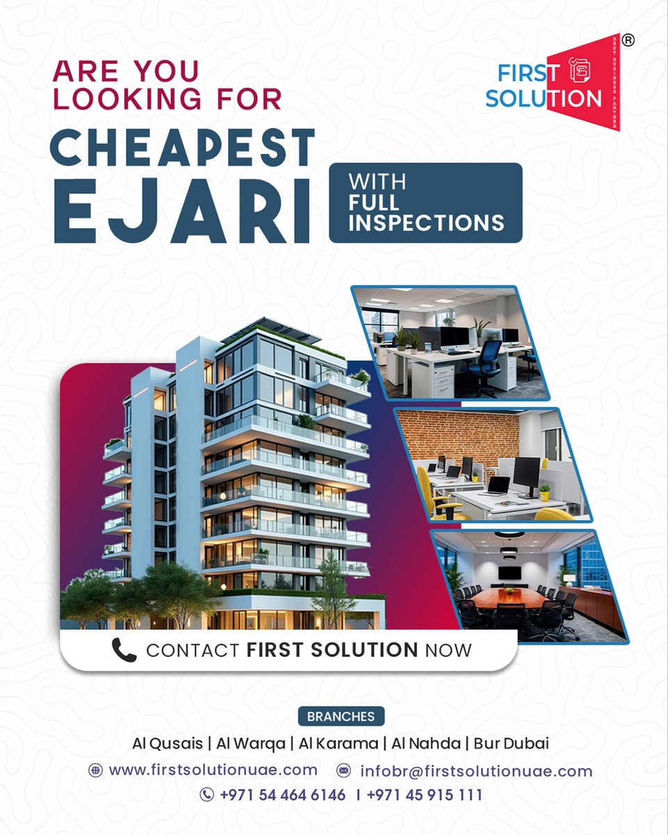 FirstSolutionB's tweet image. Trusted EJARI service in Dubai! Reliable support, fast process, and competitive pricing - only at First Solution. 💼 

#EjariRegistration #DubaiEjari #BusinessServices #GovernementDocuments #BusinessSetup