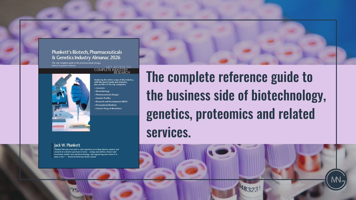 🦠Plunkett’s Biotech, Pharmaceuticals &amp; Genetics Industry Almanac 2026 published by <a href="/PlunkettOnline/">Plunkett Research</a> is the complete reference guide to the business side of biotechnology, genetics, and proteomics.
📚Find out more: mngbookshop.co.uk/9781647880842/…
#Pharmacuticals #Genetics #BioTech