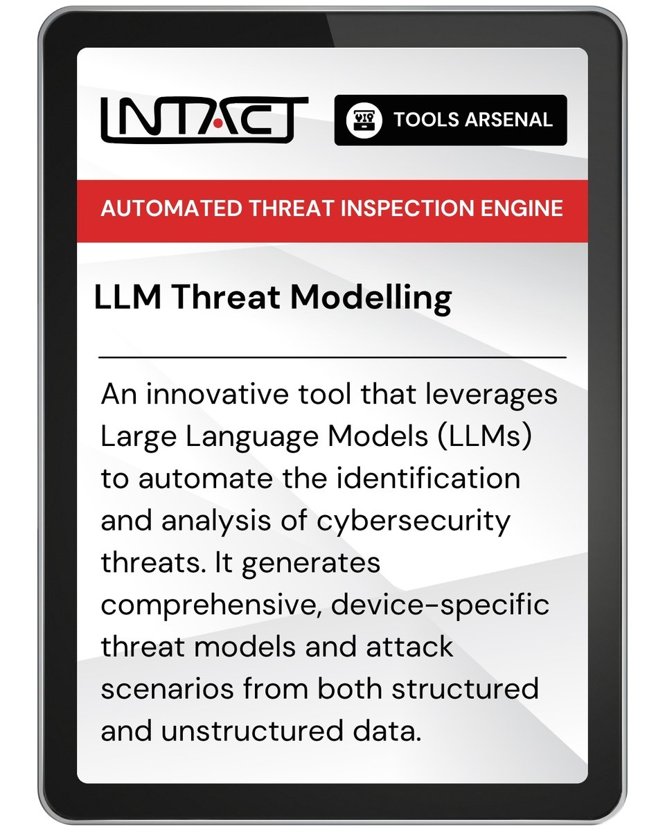 Project_INTACT's tweet image. 🧰 INTACT Tools Arsenal -  LLM Threat Modelling

This tool from Siemens uses LLM to automate threat modeling, identifying and analyzing cyber threats from multiple data sources for PUC1, PUC2 &amp;amp; PUC4.  

PUCs: intact-horizon.eu/pilots/ 
Siemens’ role: intact-horizon.eu/about/