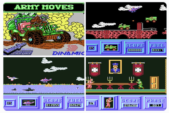 The #C64 A to Z

My Fave ‘A’ Games No.25

Army Moves

With nice graphics &amp; music, this Moon Patrol/Blue Thunder/Green Beret mash-up has lots going for it. Sadly, the stupidly hard gameplay spoils things. A shame. It could’ve been a top title if they’d dialled down the difficulty.