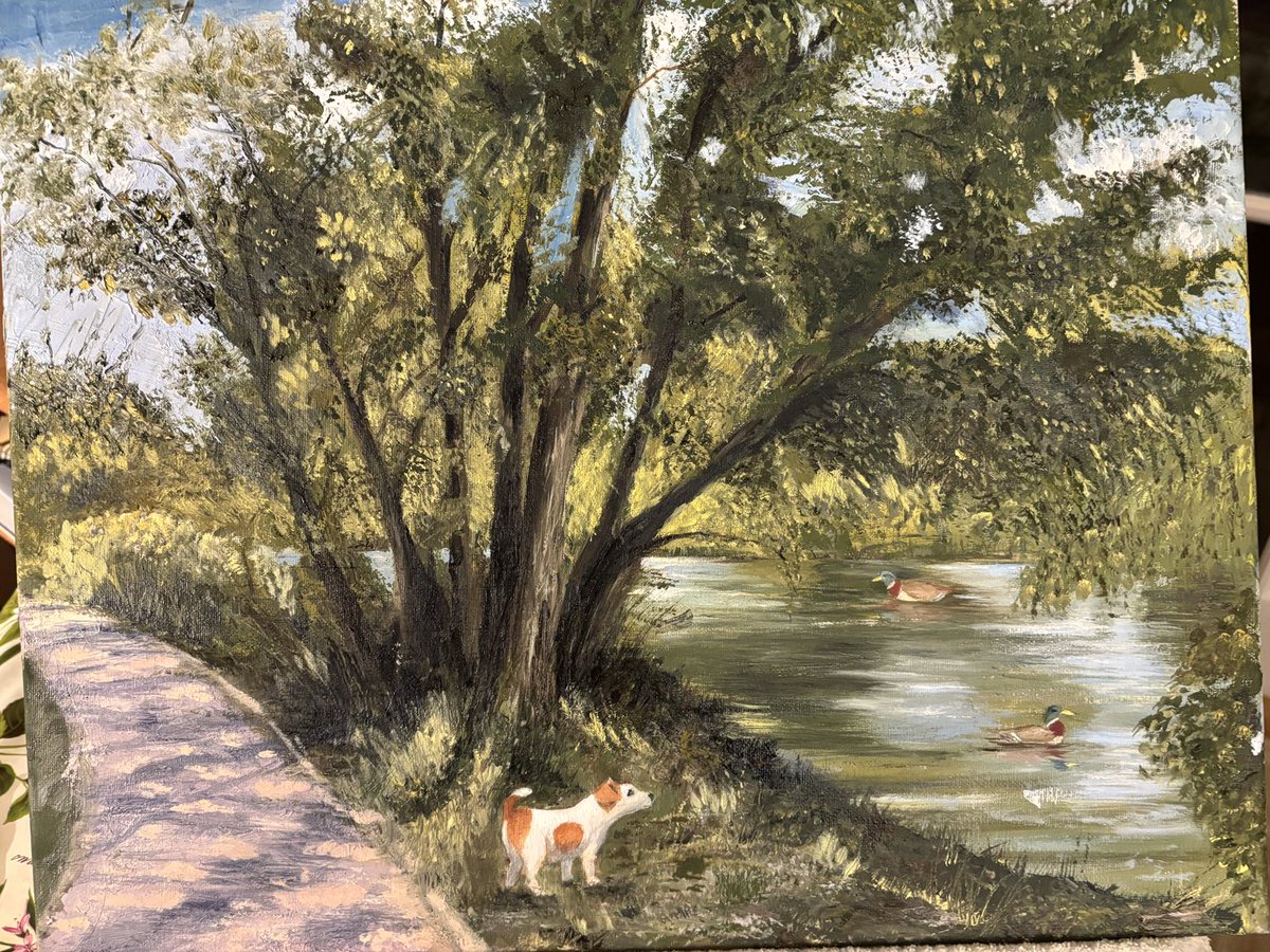 This is an oil painting by me of a favourite spot along the River Coln near Fairford. It’s being auctioned by Moore Allen after my performance at the Wyvern Theatre in Swindon on 2nd November, to raise funds for much-needed improvements to Hatherop state primary school.