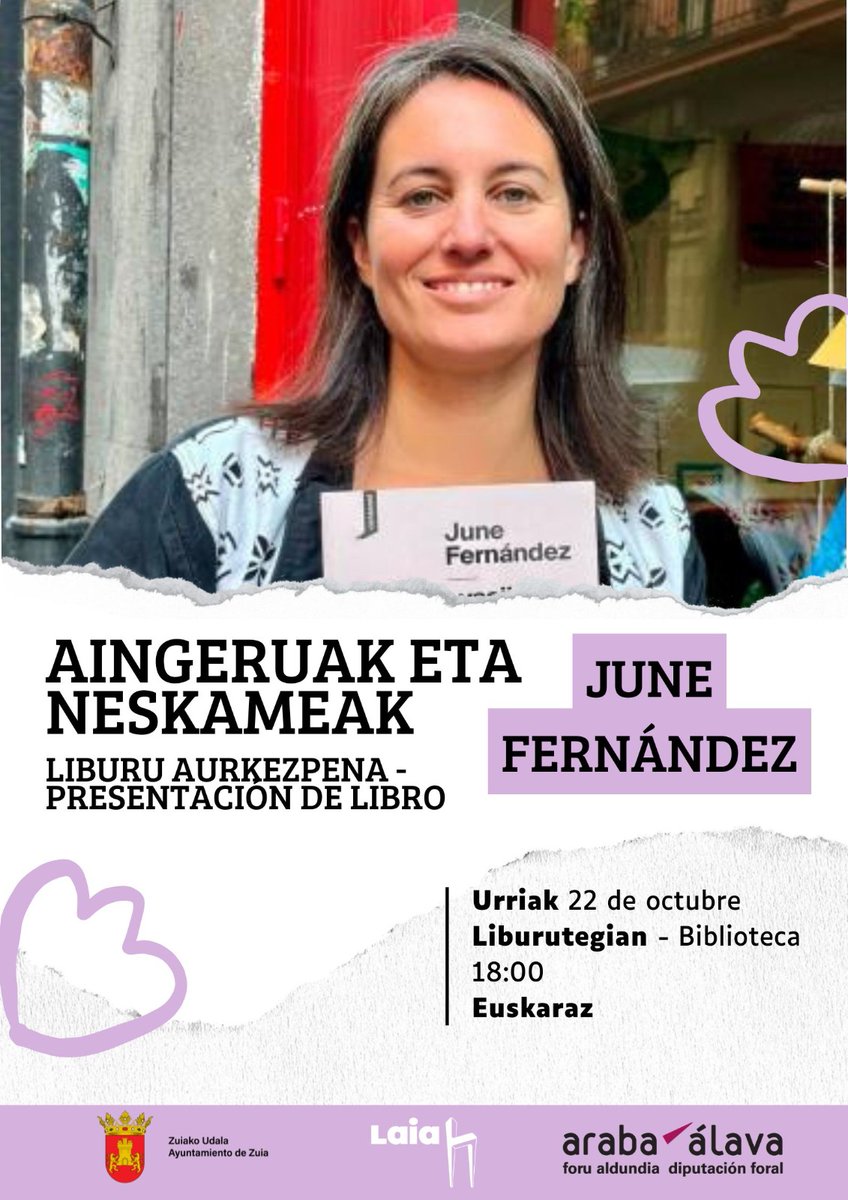 📚 "Aingeruak eta neskameak" liburua aurkeztuko du June Fernándezek urriaren 22an Liburutegian.

📚 El 22 de octubre tendrá lugar la presentación del libro "Aingeruak eta neskameak" de June Fernández en la Biblioteca.