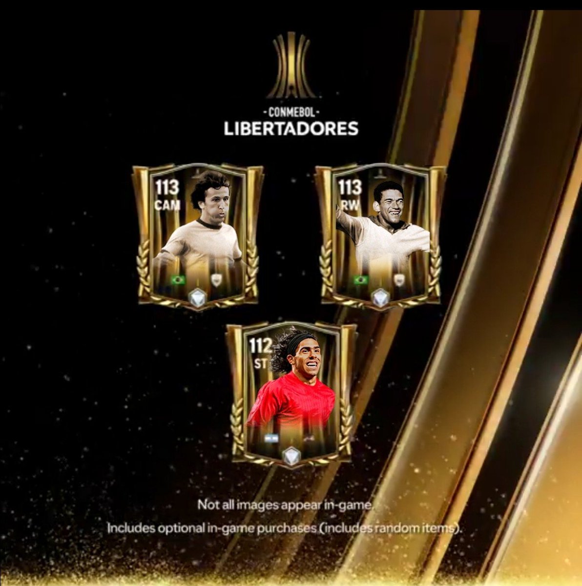 LIBERTADORES LAUNCHING TOMORROW 

- 113 OVR Zico 
- 113 OVR Garrincha 
- 112 OVR Tevez

- A side event with shard system 
WHAT'S YOUR CHOICE?😱