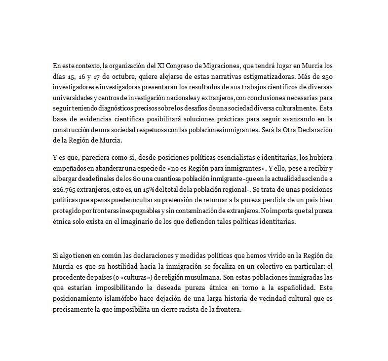migraciones2025's tweet photo. Con motivo del Congreso, desde el Comité Organizador hemos publicado un artículo  en La Verdad de la Región de Murcia, a modo de declaración ante las últimas noticias, iniciativas políticas y discursos contra la población migrante en esta comunidad.
https://t.co/OtPQx2MXQr https://t.co/XaHCMX5u3p