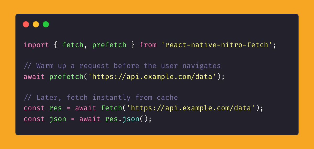 ReactNativeRwd's tweet image. 𝗥𝗲𝗮𝗰𝘁 𝗡𝗮𝘁𝗶𝘃𝗲 𝗷𝘂𝘀𝘁 𝗴𝗼𝘁 𝗮 𝗻𝗲𝘄 𝘀𝗽𝗲𝗲𝗱 𝗽𝗹𝗮𝘆: 𝗿𝗲𝗮𝗰𝘁‐𝗻𝗮𝘁𝗶𝘃𝗲‐𝗻𝗶𝘁𝗿𝗼‐𝗳𝗲𝘁𝗰𝗵.
If network performance ever felt like a bottleneck, this might be one of the sharper tools in the toolkit.
➡️ Drop‑in replacement for fetch(...), but built with…