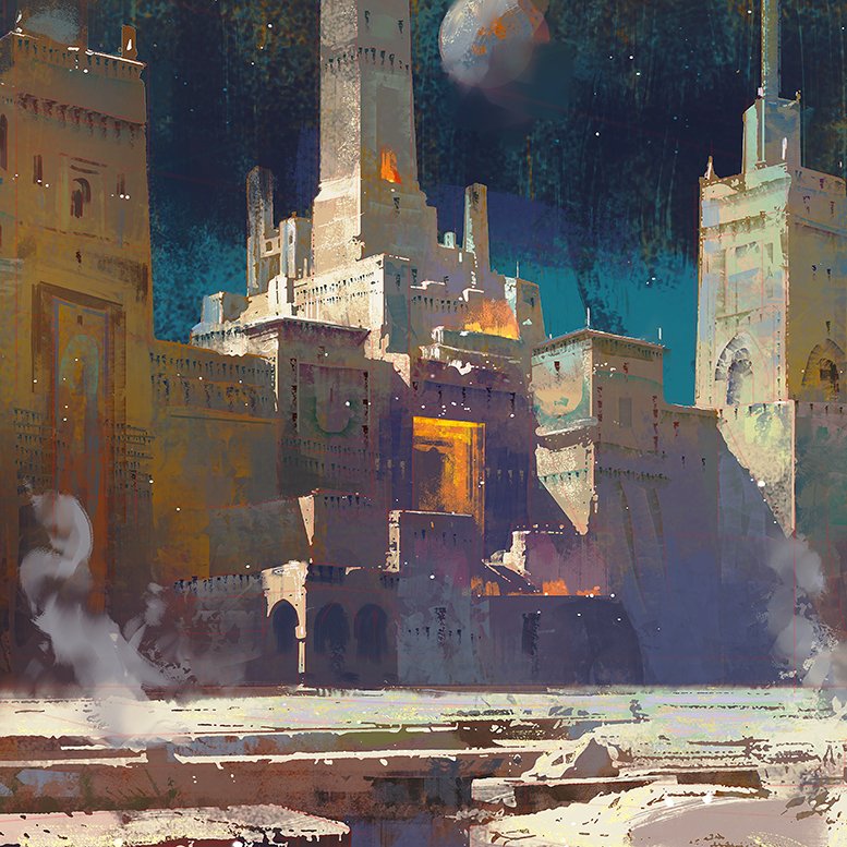 NathanFowkesArt's tweet photo. This painting is really just stacked blocks, a process that I demonstrate in my new book Designing Imaginative Environments. It's live on Kickstarter! https://t.co/stM0mQt7vq https://t.co/FcmLKmdwzQ
