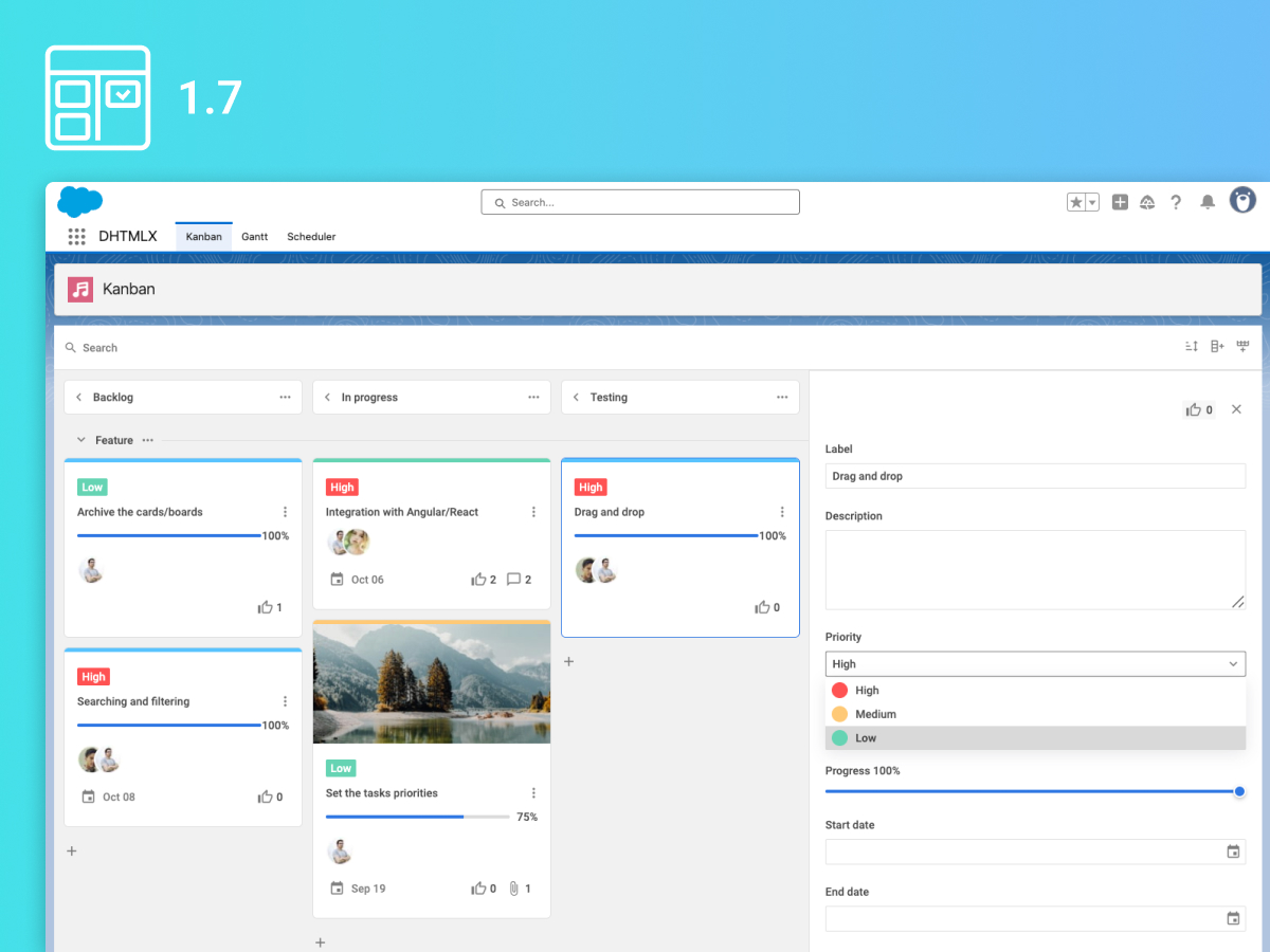 dhtmlx's tweet image. Meet Kanban 1.7 - now featuring a Salesforce integration demo and enhanced API updates.
Build dynamic taskboards right inside Salesforce Lightning with ease.
🔗 Read the release article: dhtmlx.com/blog/meet-dhtm…
#dhtmlx #kanban #JavaScript #Salesforce #LWC #WebDev