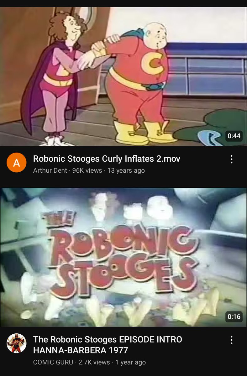 I like how when you do a YouTube search for Hannah-Barbera's The Robonic Stooges, these two "Curley Inflates" clips have *significantly* more views than anything else related to the show