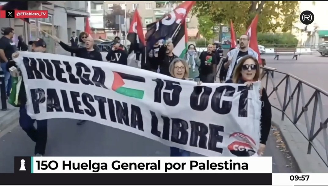 Huelga General 15O Palestina |
🔴Algunos medios como <a href="/CanalRed_TV/">Canal Red</a> van a hacer un seguimiento especial de #15octHuelgaGeneral
#HuelgaGeneral
📷 Acción <a href="/cgtzonasur/">CGT Zona Sur</a> Getafe

📽 youtube.com/live/SIrG8acHs…