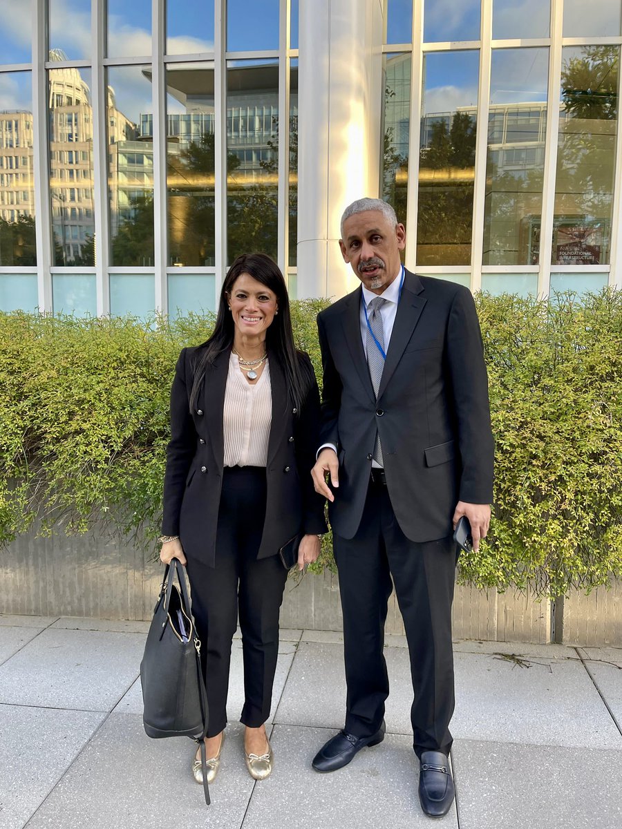 Always great to reconnect at the #WBGMeetings #IMFMeetings in Washington. Congratulations to Dr. Sidi Ould Tah on his appointment as <a href="/AfDB_Group/">African Development Bank Group</a> President, one of #Egypt’s key partners in the Country Platform for the NWFE Program’s water pillar &amp; other development projects.