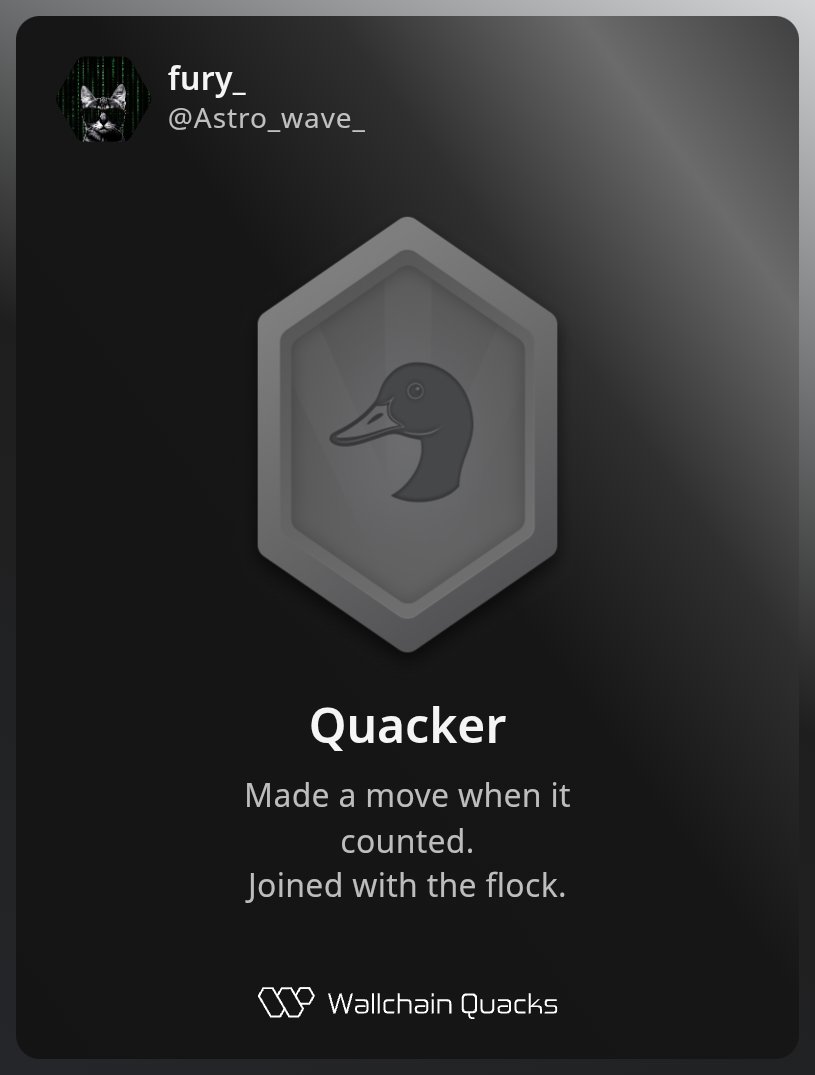 Astro_hunter (@abdullateef131) on Twitter photo Just unlocked the Quacker on <a href="/wallchain_xyz/">Wallchain Quacks</a> ๐
How cool is that?
Feels great to have my contributions recognized.
Howโs Wallchain Quacks been treating you so far?
Not on board yet? Drop a comment for an invite ๐๐ฆ Just unlocked the Quacker on <a href="/wallchain_xyz/">Wallchain Quacks</a> ๐
How cool is that?
Feels great to have my contributions recognized.
Howโs Wallchain Quacks been treating you so far?
Not on board yet? Drop a comment for an invite ๐๐ฆ