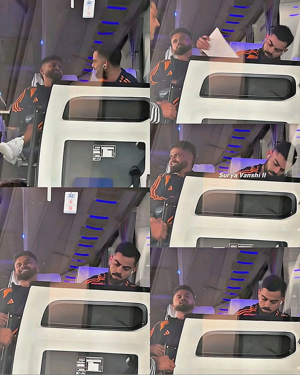 Oxygen18_'s tweet image. King Kohli&apos;s new seatmate on the team bus is Sarpanch Saab ❤‍🩹🫂

Virat - Iyer :  the clutch God of team India ❤️