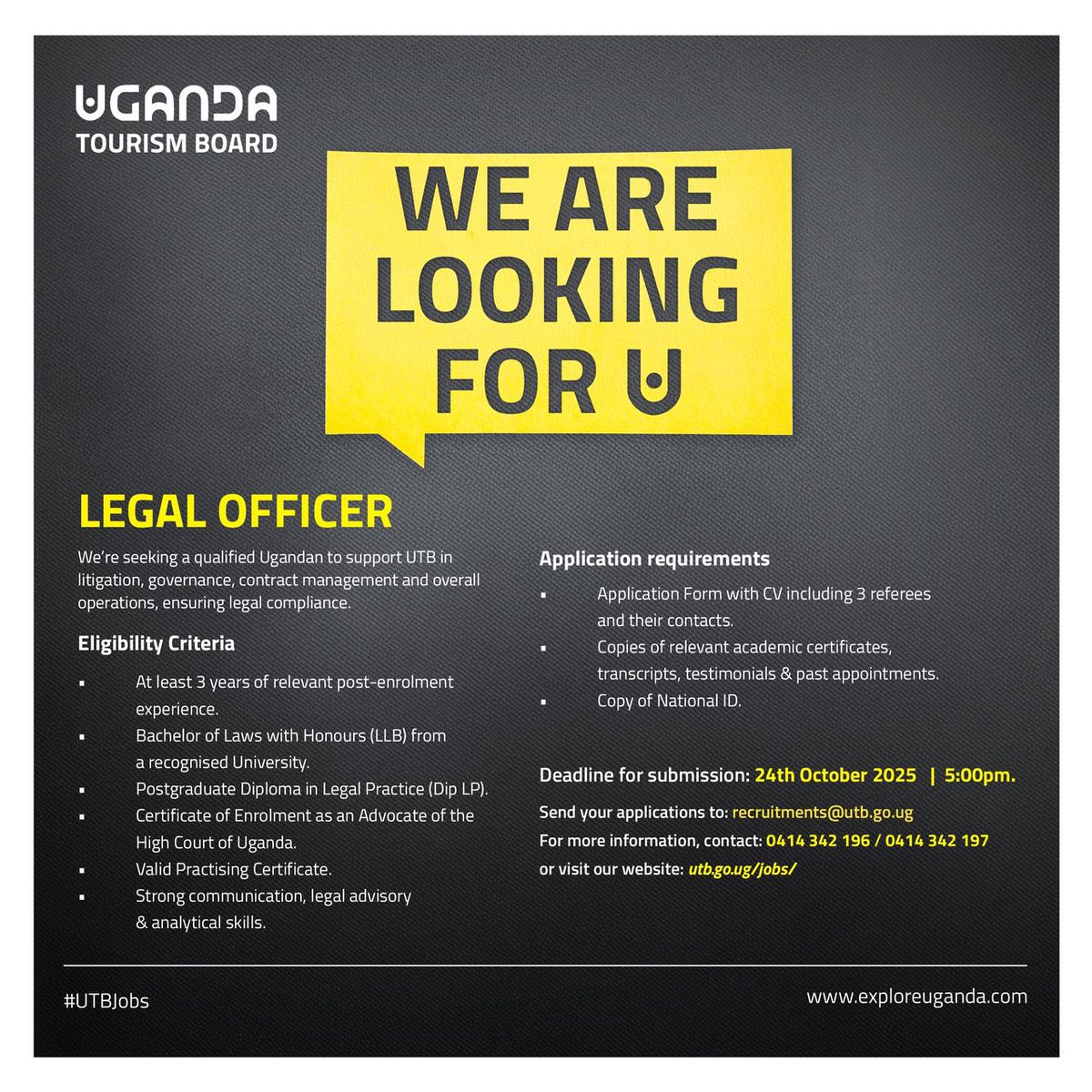 Today's morning is full of opportunities. If you're qualified and fit for this job. Then why not?

Let's put the odds to test! 
#ExploreUgandqa