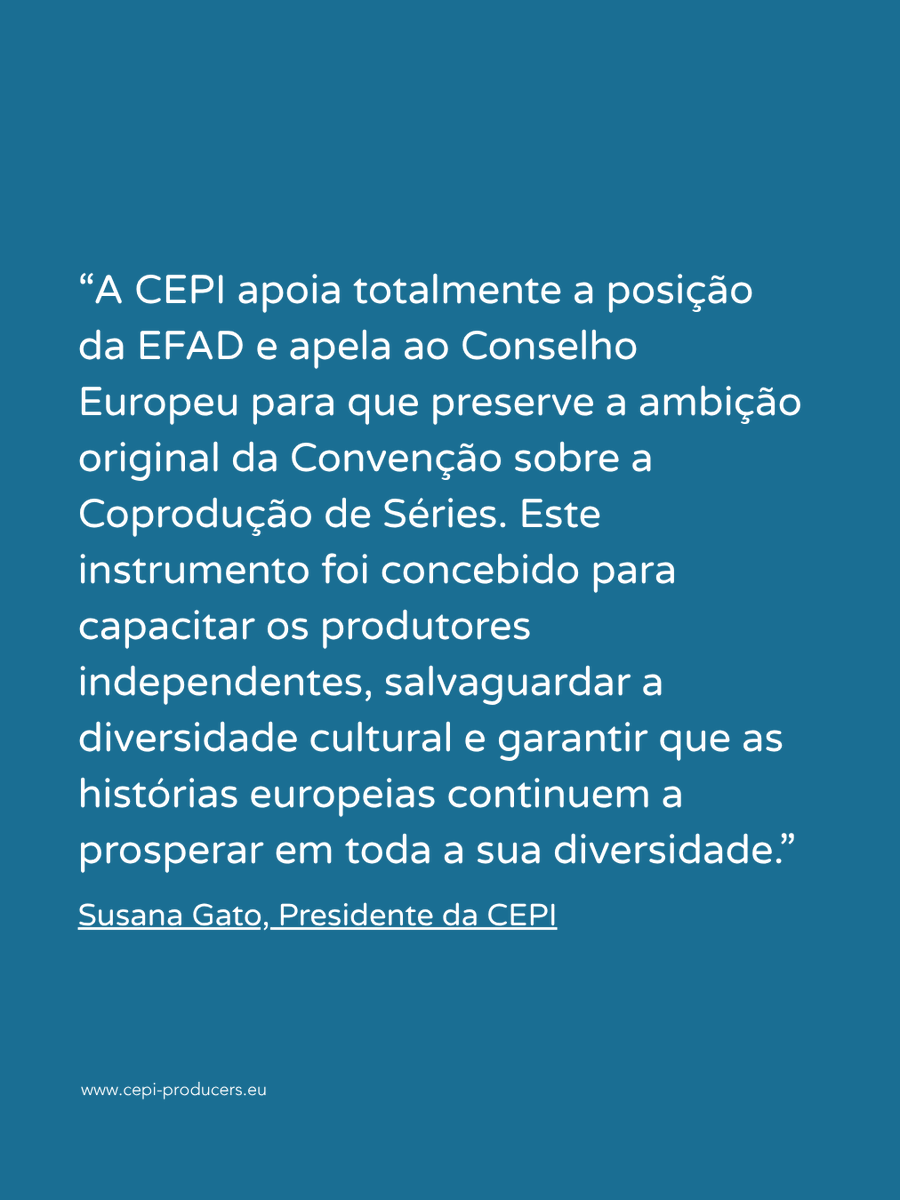 Em conjunto com a EFAD, CEPI defende “o espírito do Projeto de Convenção sobre coprodução de séries”.

apitv.com/em-conjunto-co…

#APIT #APITV #CEPI #PressRelease #EFAD #audiovisual #independentproducers