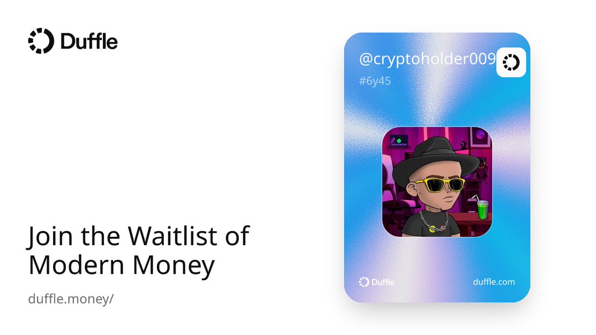 cryptoholder009's tweet photo. Just minted my duffle card and stepped into the onchain future 🎒
@duffleinc 
They're unifying banking, trading, and investing, all in one flow.

Claim your spot on the waitlist → https://t.co/JpBJu57OUK https://t.co/29AUqhtkh5
