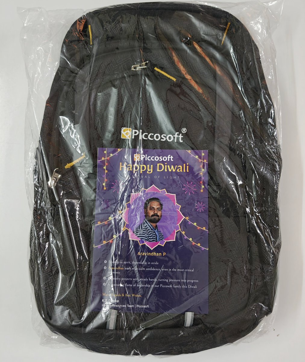 piccosoft's tweet photo. 🎒✨ This Diwali at Piccosoft — not just gifts, but gratitude.

Each team member got a laptop bag with a personal note celebrating their unique spirit. 💜

Because appreciation isn’t seasonal — it’s our culture.

#HappyDiwali2025 #Piccosoft #PeopleFirst #TeamAppreciation https://t.co/DBFGqIGJce