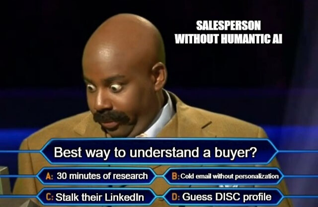 HumanticAI's tweet image. LinkedIn deep dive? Check.
Fast research? Check.
DISC profile? Check.
Personalize at scale? Check.
Humantic AI does it all — faster, smarter and built for salespeople who actually want to win.

#BuyerFirst #SalesAI #Personalization