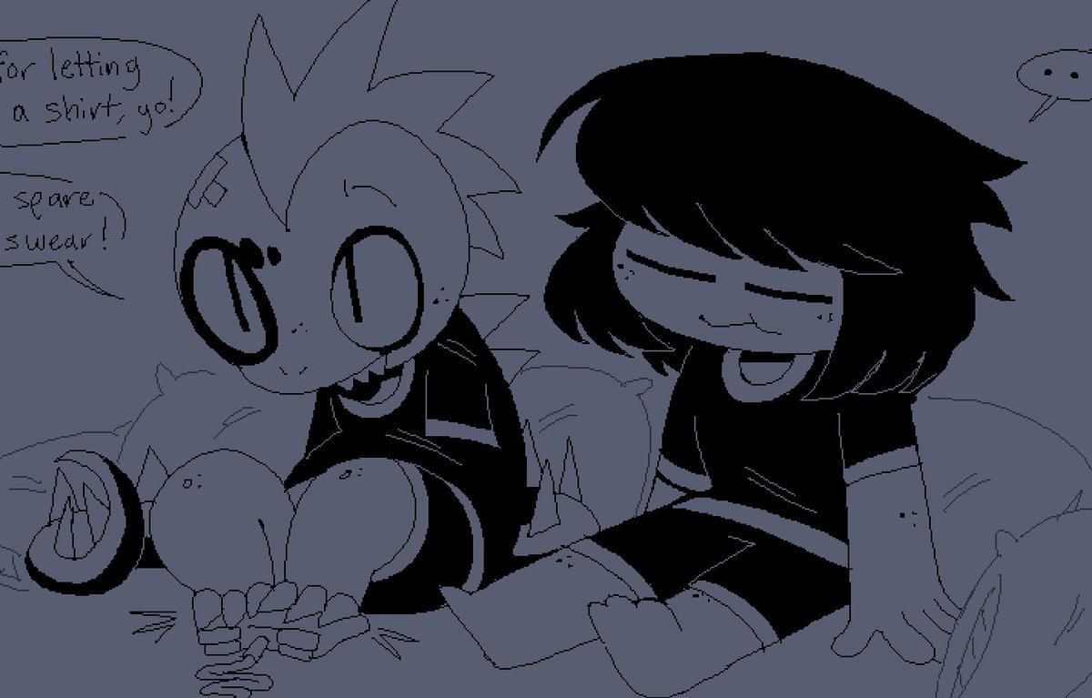 If you've ever noticed/wondered why I like drawing characters in all black in these "comfort drawings" it's because I associate clothes like this with my boyfriend, and I associate my boyfriend with comfort