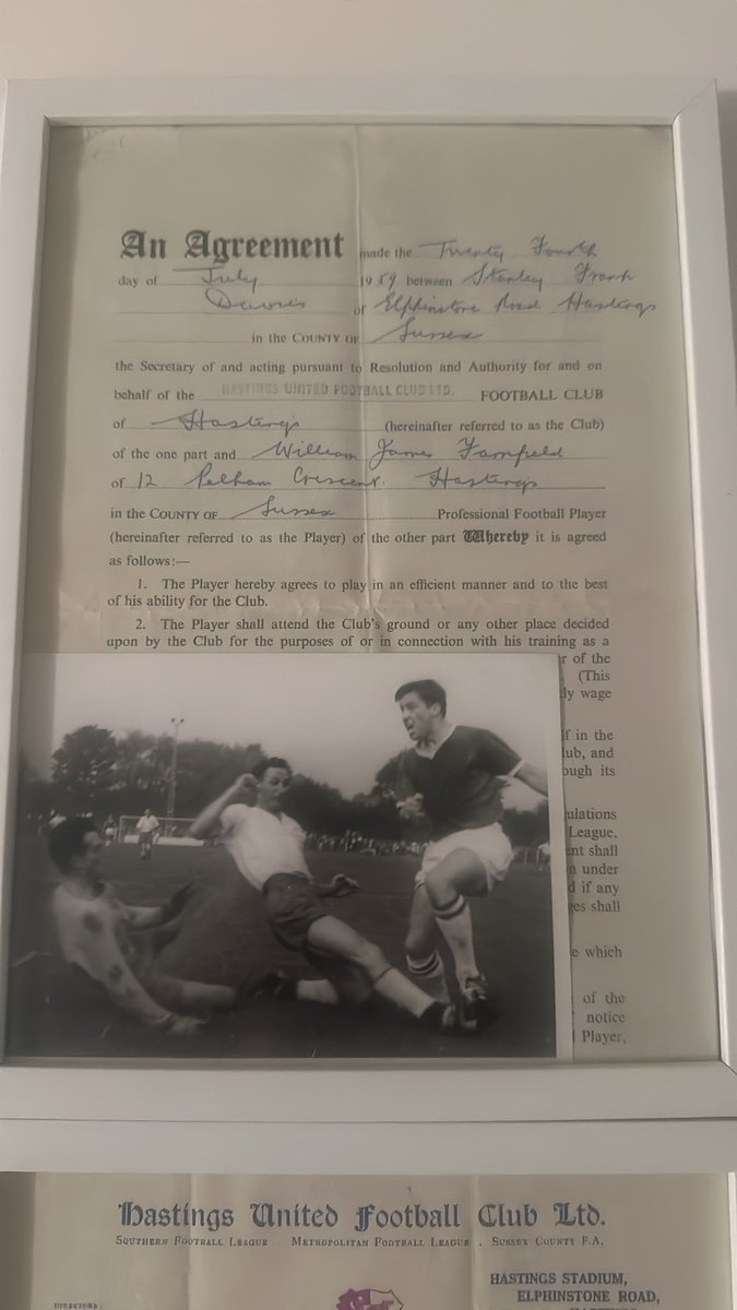 Bill’s family gave me some incredible momento’s from his <a href="/hastingsufc/">Hastings United FC</a> career so I’ve framed a few bits and they will be up to be seen at the club

Great guy, a pleasure to meet him and he got to see us win another league title before his passing ❤️