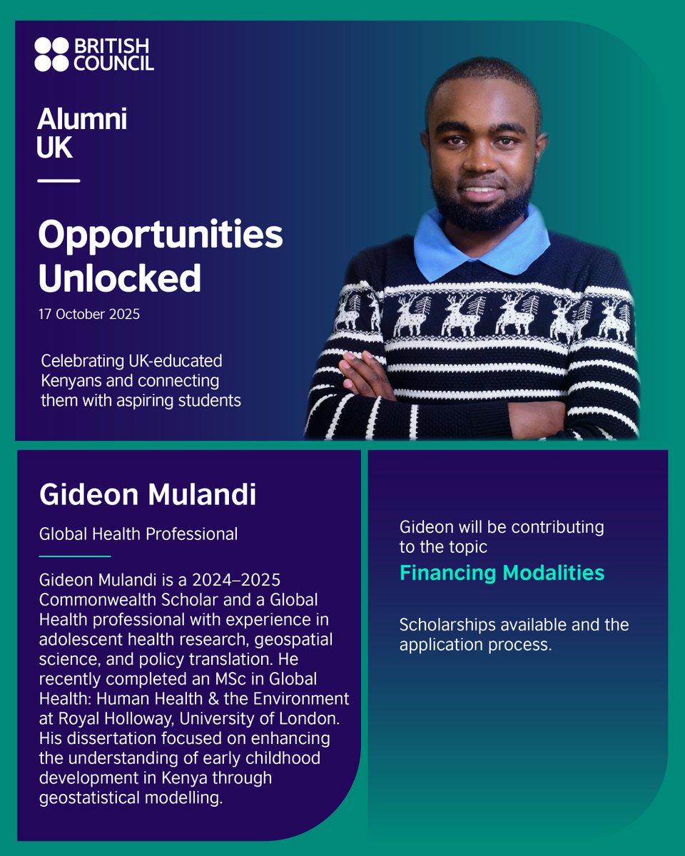 CSCAlumniKenya's tweet image. 📣 We are excited to share the lineup of speakers at the @BritishCouncil Opportunities Unlocked event that will be happening on 17 October 2025. @ke_British 

Our #CSAAK alumni will share their experiences &amp;amp; stories of impact.🇰🇪🇬🇧

We are excited to see you. #StudyInTheUK