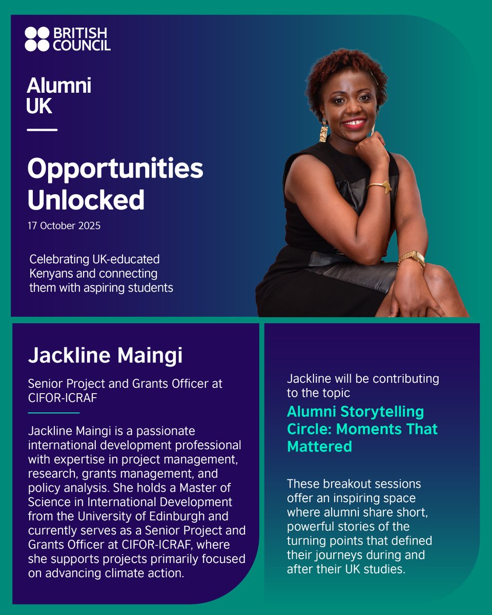 CSCAlumniKenya's tweet image. 📣 We are excited to share the lineup of speakers at the @BritishCouncil Opportunities Unlocked event that will be happening on 17 October 2025. @ke_British 

Our #CSAAK alumni will share their experiences &amp;amp; stories of impact.🇰🇪🇬🇧

We are excited to see you. #StudyInTheUK