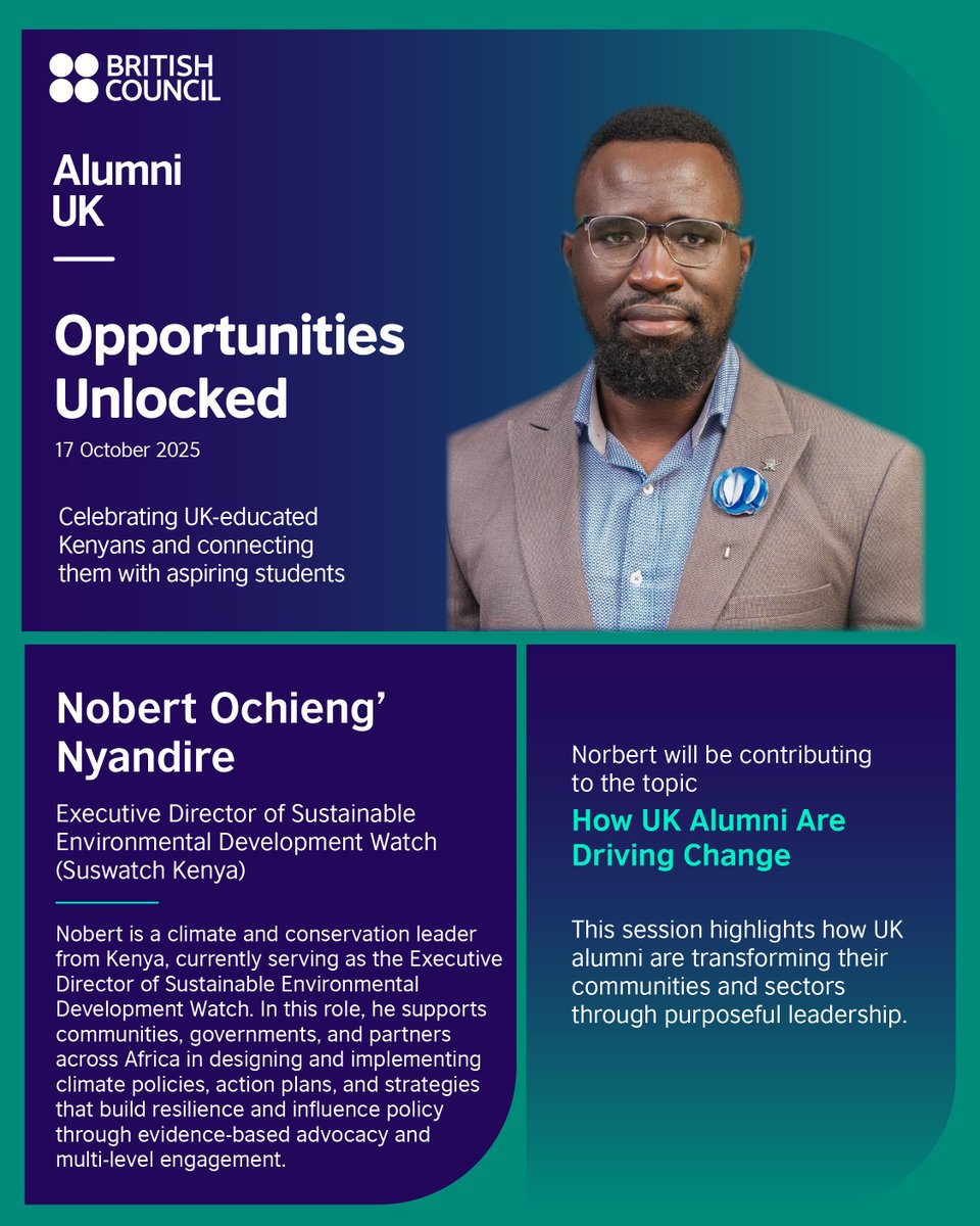 CSCAlumniKenya's tweet image. 📣 We are excited to share the lineup of speakers at the @BritishCouncil Opportunities Unlocked event that will be happening on 17 October 2025. @ke_British 

Our #CSAAK alumni will share their experiences &amp;amp; stories of impact.🇰🇪🇬🇧

We are excited to see you. #StudyInTheUK