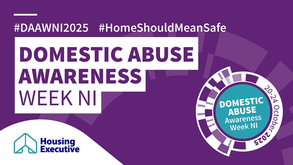 nihecommunity's tweet photo. Domestic Abuse Awareness Week NI will take place from Mon, 20th Oct to Fri, 24th Oct.
 Follow our socials for updates and information and share our posts to remind everyone that #HomeShouldMeanSafe
#DAAWNI2025 https://t.co/R7GCbB9zt3
