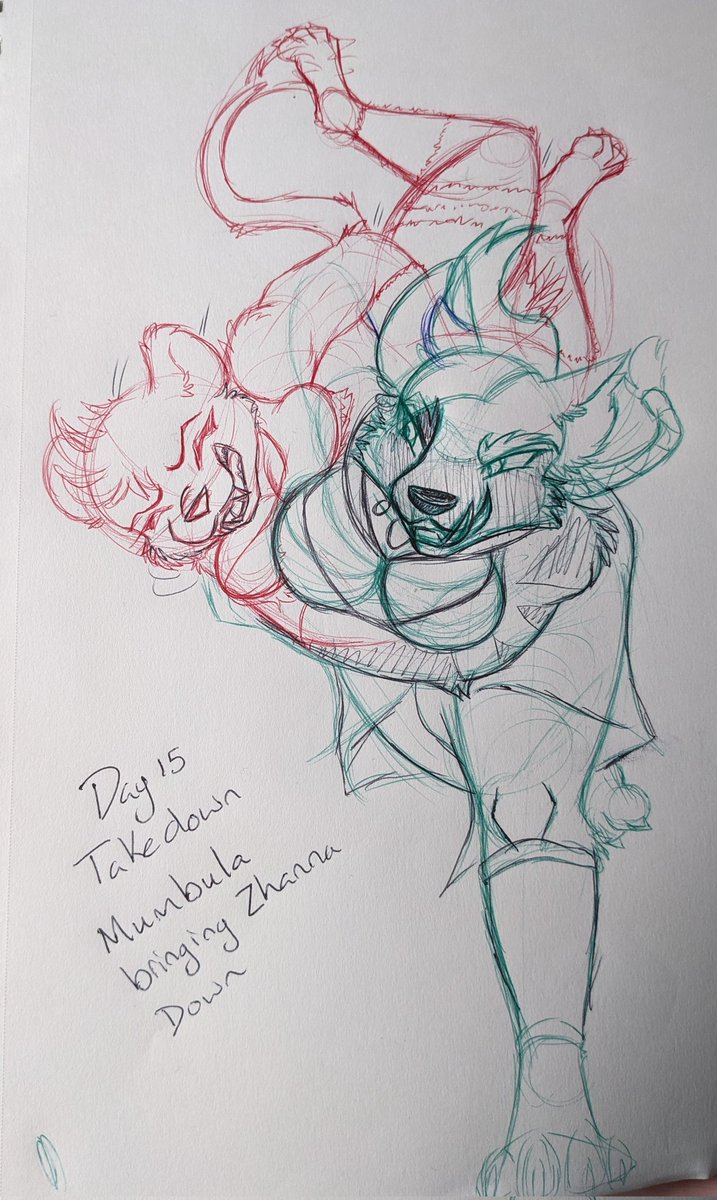 Fightober Day 15 Takedown

Mumbula (hyena) taking Zhanna (sabertooth) in some jodo toss down.

#fightober #fightober2025 #takedown