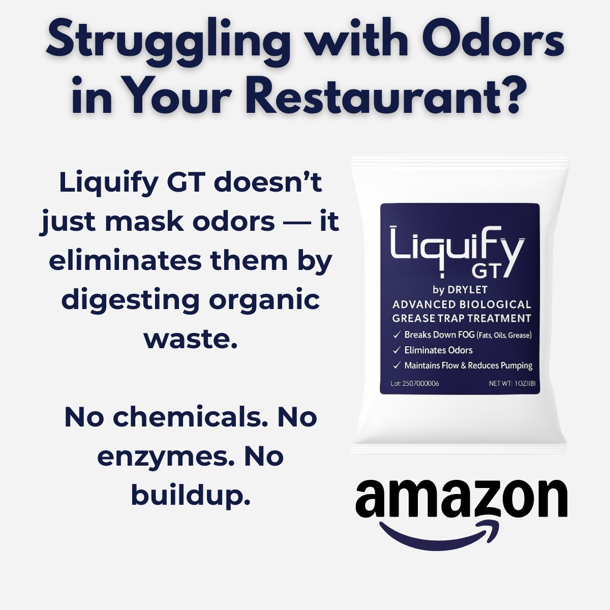 ClearflowPro's tweet image. Liquify GT doesn’t just mask odors — it eliminates them by digesting organic waste.

Digest FOG naturally.

No chemicals. No enzymes. No buildup.

#LiquifyGT #FOGControl #Sustainability #ScienceSaturday #GreaseTrapSolutions #restaurantowner #restaurantlife #odorcontrol