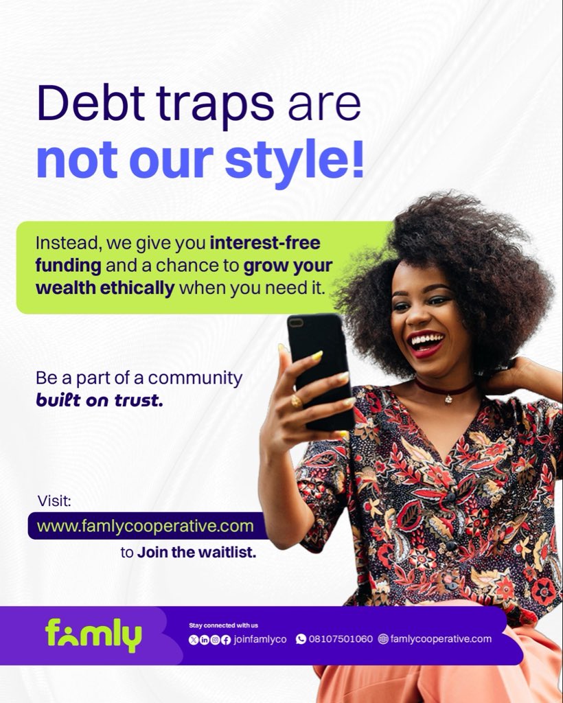 joinfamlyco's tweet image. We don’t do debt traps here.  
 
Instead we offer interest-free funding and ethical ways to build wealth with a community that stands by you and with you. 

Visti famlycooperative.com to join the waitlist.