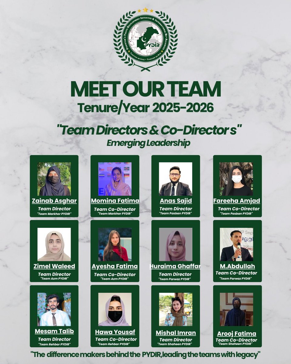 pydir_1505's tweet image. Meet the leaders shaping our vision our dedicated Directors and Co-Directors driving excellence every day. 🌟
#Leadership #Teamwork #Dedication #Directors #CoDirectors #Inspiration #TeamName