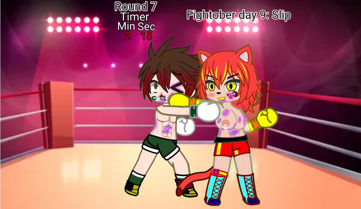 Fightober day 9: slip
Alex Vs pit
Alex slipped out a breast punch from pit and counter with a devisitsting haymaker to his cheek koing him
Alex is my main oc 
Pit belongs to a friend