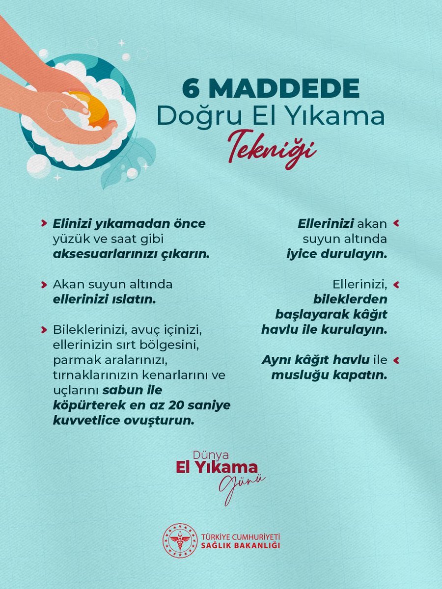 6 Maddede Doğru El Yıkama Tekniği 

#DünyaElYıkamaGünü