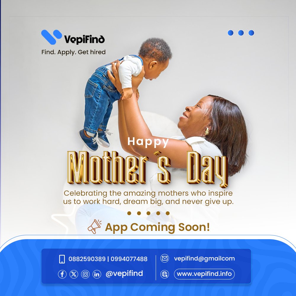 VepiFind's tweet photo. To every mother who never stops believing, building, and becoming - you inspire us to keep creating opportunities that change lives. ๐
Happy Motherโs Day from all of us at VepiFind. ๐
#MothersDay #VepiFind #FindApplyGetHired #AppComingSoon https://t.co/1e5jqjbGfn