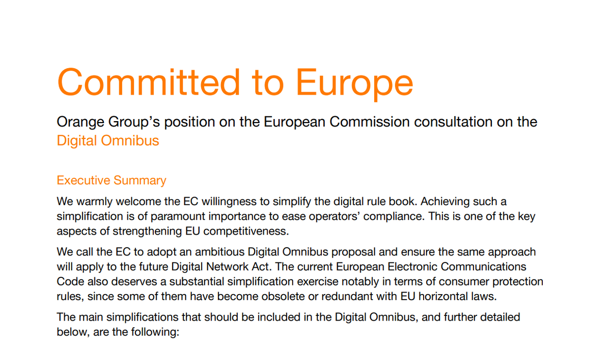 Europe’s digital rules are among the most developed globally and the Commission has decided to make them simpler, clearer, and more coherent in order to reduce red tape for businesses.

<a href="/orange/">Orange</a> welcomes this move.

Our key asks for the #DigitalOmnibus 👇
gallery.orange.com/element?id=478…