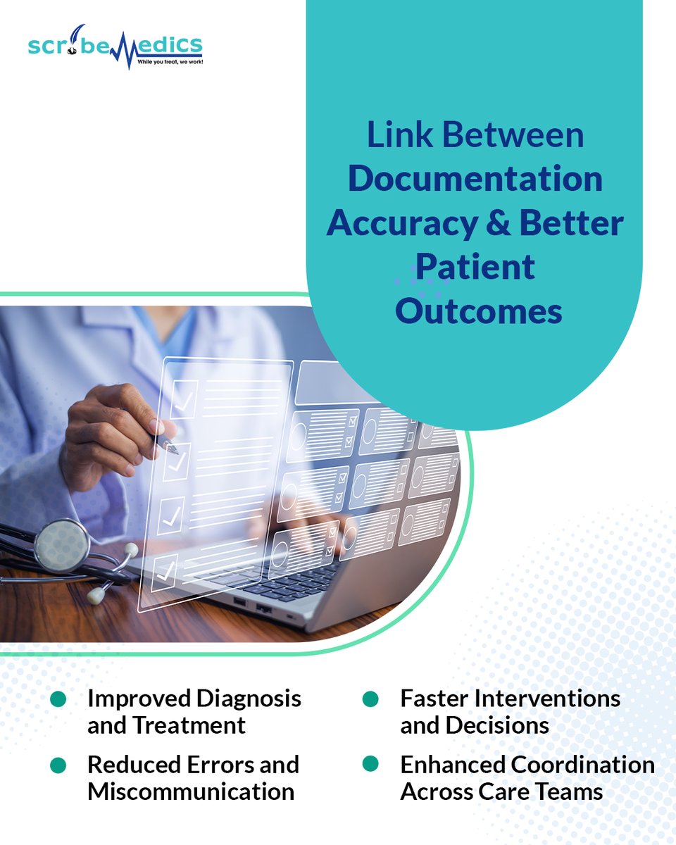 scribemedicsllc's tweet photo. Accurate documentation = better care. With ScribeMedics, physicians get precise, real-time notes that lead to better patient outcomes. 
#ScribeMedics #BetterPatientOutcomes #MedicalScribes https://t.co/oZv2CBCEL9
