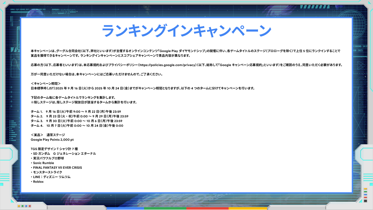 Google Play ダイヤモンドシップ」ランキングインキャンペーンの当選