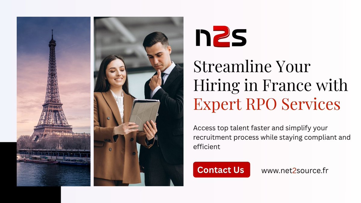 GlobalN2s36396's tweet image. Hiring in France made simple. Our RPO services help you access top talent faster, streamline hiring, and stay compliant.
#net2source #n2s #rpo #recruitmentfrance #staffingsolutions