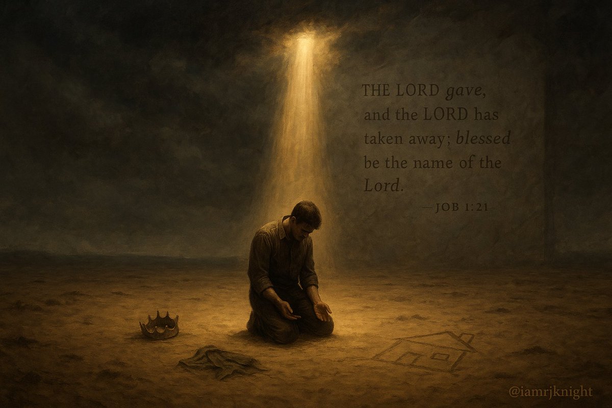 iamrjknight's tweet photo. God Would Have Done No Wrong

The hardest truth for man to face is not that God is love, but that God is just. We are quick to praise Him when blessings flow, yet hesitant to confess that even if He took everything from us, He would remain righteous. That is because deep down, we still believe He owes us something.

But He owes us nothing. Not life, not comfort, not breath. Every heartbeat is borrowed mercy. Every sunrise is undeserved grace. If God were to strip us of all we have and still remain silent, He would have done no wrong. The only reason we struggle with that thought is because we have forgotten who we are and who He is.

The problem is not that God is unjust, but that we are blind to how sinful we truly are. Scripture says, “All have sinned and fall short of the glory of God” (Romans 3:23). Every sin, no matter how small it seems to us, is cosmic treason against the infinite holiness of God. To rebel against infinite holiness demands an infinite consequence. Hell is not cruelty; it is justice.

If God were to condemn every soul on earth, He would still be good. The wonder of the gospel is not that some are condemned, but that any are saved at all. Salvation is not God doing what is fair; it is God doing what is merciful. Fairness would damn us all. Grace saves the undeserving.

We measure fairness by comparison - thinking ourselves better than murderers, thieves, or the corrupt. But God compares us not with others, BUT WITH HIMSELF. HIS STANDARD IS PERFECTION, AND PERFECTION IS NOT NEGOTIABLE. “Be holy, for I am holy” (1 Peter 1:16). When we see that, we stop asking why God allows suffering and start asking why He allows us to live at all.

Job understood this. After losing everything, he did not accuse God of injustice but fell to the ground and said, “The Lord gave, and the Lord has taken away; blessed be the name of the Lord” (Job 1:21). True faith does not rest on comfort but on conviction that God is right in all He does.

If God were to take our health, our families, our homes, and our very lives, He would still remain good. We do not determine His goodness by how much He gives but by who He is. The cross of Christ stands as the only proof we will ever need that God is not only just but merciful. The One who owed us nothing gave us everything.

Grace is not owed. It is given. And once a man understands that, he stops demanding explanations and starts offering worship. The question is no longer “Why me?” but “Why was I shown mercy at all?”

We deserve wrath but receive forgiveness. We deserve silence but are given His Word. We deserve death but are granted life. Everything else is grace stacked upon grace.

If God took everything and gave us nothing but Himself, we would still have more than we ever deserved.