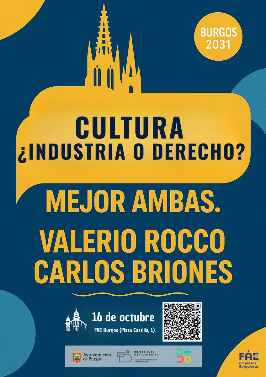 El presidente de #ARTESA, Alberto Estébanez, participa mañana en la jornada 'Cultura: ¿Industria o derecho?', un espacio de reflexión destinado a fortalecer el tejido cultural y creativo de Burgos y a subrayar el valor económico de la cultura como motor de desarrollo.